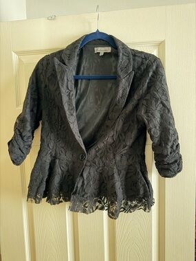 Black Lace Peplum Blazer